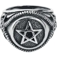 EtNox hard and heavy - Gothic Ring - Pentagram - zilverkleurig - Maat L