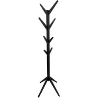 Home Deco Factory Kapstok - zwart - hout - 8 haken - 178 cm - staand