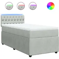 vidaXL Boxspring met matras fluweel lichtgrijs 80x200 cm