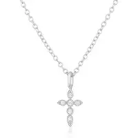 Elenza AMS Elenza Zilveren Ketting met Kruishanger en Diamantjes – Tijdloze Elegantie