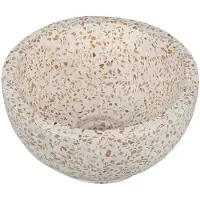 Differnz Boomer Waskom - Terrazzo Waskom met Ronde Vorm - Diameter 21 x Hoogte 12 cm - Kleur Beige - Moderne Vormgeving - Geschikt Zonder Onderbouwkast - Per 1 Stuk