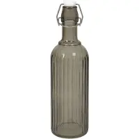 WDMT Glazen Beugelfles 1 Liter – Met Ribbelpatroon & Luchtdichte Stop – Herbruikbare Waterfles, Karaf of Sapfles – Stijlvolle Mat Zwarte Fles voor Keuken & Tafel – Mat Zwart