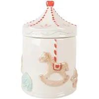 Clayre & Eef Voorraadpot Ø 15x22 cm Wit Bruin Keramiek