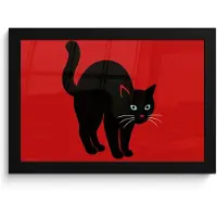 PosterMonkey Poster in lijst - Fotolijst 30x20 cm - Posters - Kat - Zwart - Staart - Posterlijst zwart - Decoratie - Wanddecoratie woonkamer - Muurdecoratie slaapkamer