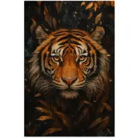 PosterMonkey Poster 80x120 cm - Bladeren - Tijger - Oranje - Posters - Kamer decoratie - Wanddecoratie woonkamer - Muurdecoratie slaapkamer
