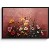 PosterMonkey Poster in lijst - Fotolijst 120x80 cm - Posters - Bloemenboeket - Fijne details - Roze - Posterlijst zwart - Decoratie - Wanddecoratie woonkamer - Muurdecoratie slaapkamer