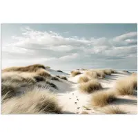 PosterMonkey Poster 90x60 cm - Duinen - Gras - Sporen - Wolken - Posters - Kamer decoratie - Wanddecoratie woonkamer - Muurdecoratie slaapkamer