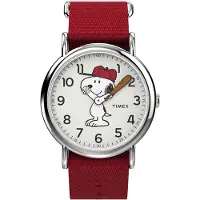 Timex Analoog horloge 'Peanuts Snoopy' zilvergrijs / rood / zwart / wit