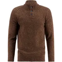 A Fish Named Fred trui bruin gebreid half zip slim fit