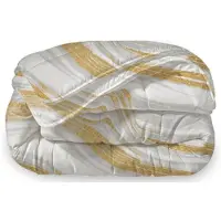 Beau Maison Dekbed Zonder Overtrek 240x220 cm + 2 Kussenslopen - Marble White Gold - Easy Dekbed - Warmteklasse 2