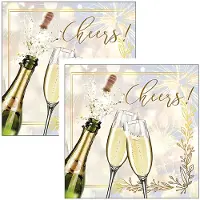 Ambiente Servetten Huwelijk - 60x st - 3 laags - 33 x 33 cm - champagne - cheers - bruiloft - oud en nieuw - wegwerp servetjes