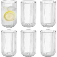 Vivalto Longdrink - 12x stuks - 430 ml - glas - transparant - met relief