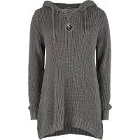 Black premium by emp Gebreide trui - Gebreide trui met capuchon en vetersluiting - S tot XXL - voor Vrouwen - beige - Maat L