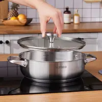 Karaca Elite - RVS Inductie Lage Casserole met Deksel – 24 cm – Zilver – Geschikt voor Inductie