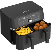 Media Evolution Dubbele Airfryer XXL 9L - 2×4.5L - 3200W - 11 Programma’s - Smart Finish & Match Cook - 60–200°C Instelbaar - PFAS-vrij - Vaatwasserbestendige Manden - COOK-IT