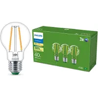 Philips LED lamp E27 | Peer A60 | Ultra Efficient | Filament | 2700K | 2.3W (40W) | 3 stuks