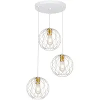 Fantasia ONDA pendel 3x E27 wit + geborsteld goud