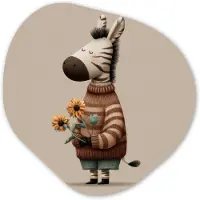 MuchoWow Organische wanddecoratie 40x40 cm - Organisch schilderij Zebra - Zonnebloemen - Warm - Muurdecoratie woonkamer - Kamer decoratie - Schilderijen - Muurcirkel aesthetic