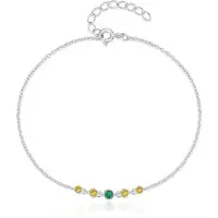 Elenza AMS Zilveren Elenza Armband met Groene en Gele Zirkonia – Verfijnde Stijl voor Dames