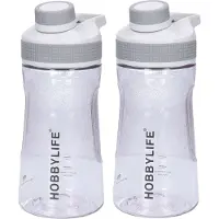 B-Home 2x Waterfles / drinkfles / sportfles Aquamania - lichtgrijs - 530 ml - kunststof - bpa vrij - lekvrij - Stijlvolle fles