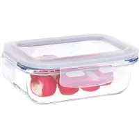 B-Home Vershoudbakje/lunchbox - luchtdicht - met clips - glas - 15 x 11 cm - 370 ml
