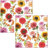 Ambiente Servetten bloemen thema - 40x stuks - 3 laags - 33 x 33 cm -Lente/Herfst - wegwerp servetjes - lunch servetten