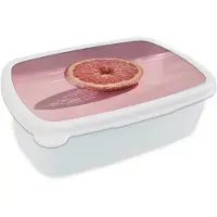 MuchoWow Broodtrommel Wit - Lunchbox Grapefruit - Roze - Disco - Shiny - Brooddoos 18x12x6 cm - Brood lunch box - Broodtrommels voor kinderen en volwassenen