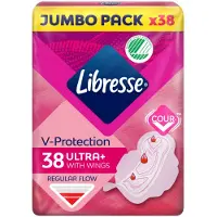 Libresse Ultra+ Regular Maandverband met Vleugels Jumbo Pack - 8 x 38 stuks - Voordeelverpakking