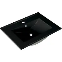 Saniclass Vygo Meubelwastafel - 61x2x46cm - overloop - 1 wasbak - 1 kraangat - keramiek - mat zwart