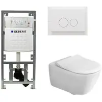 Villeroy & Boch Subway 2.0 DirectFlush toiletset - Geberit UP320 inbouwreservoir - softclose - QeramiQ Push glans wit bedieningsplaat - ronde knoppen - white alpin 0701131/GA26028/GA91964/SW706186