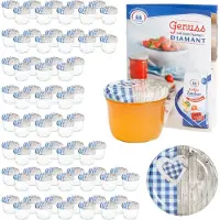 MamboCat Set van 100 stuks sturzglas 230 ml To 82 houten hart blauw deksel incl. Diamant Gelierzauber receptenboek