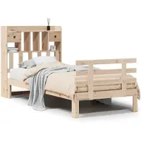 vidaXL Bed met boekenkast zonder matras massief grenenhout 90x190 cm