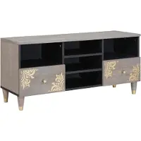 vidaXL TV Kast met lade Grijs 100 x 33 x 46 cm Massief Mango Hout