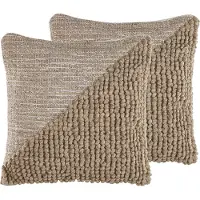 Beliani ASLANAPA - Sierkussen set van 2 - Lichtbeige - 45 x 45 cm - Katoen