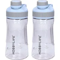 B-Home 2x Waterfles / drinkfles / sportfles Aquamania - lichtblauw - 530 ml - kunststof - bpa vrij - lekvrij - Stijlvolle fles