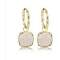 My Bendel - STRALENDE GOUDEN OORRING MET MAJESTUEUZE ROSE QUARTZ - VOOR ZELFDE - TREKT LIEFDE AAN - ZELFVERTROUWEN - EDELSTEEN