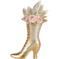 Clayre & Eef Decoratie Beeld Schoen 14x7x22 cm Goudkleurig Kunststof
