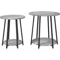 vidaXL Bijzettafelset 2 st Grijs Sonoma en Zwart 50 x 50 x 51 cm