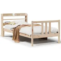 vidaXL Bedframe met hoofdbord massief grenenhout 90x190 cm