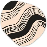MuchoWow Organische wanddecoratie 90x90 cm - Organisch schilderij Golven - Zwart - Zandkleur - Muurdecoratie woonkamer - Kamer decoratie - Schilderijen - Muurcirkel aesthetic