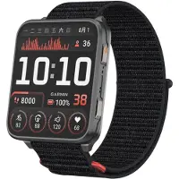 Strap-it Nylon bandje 24mm met klittenbandsluiting - geschikt voor de grote Garmin Venu X1 (zwart)