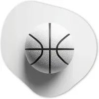 MuchoWow Organische wanddecoratie 60x60 cm - Organisch schilderij Basketbal - Wit - Schaduw - Lijnen - Muurdecoratie woonkamer - Kamer decoratie - Schilderijen - Muurcirkel aesthetic