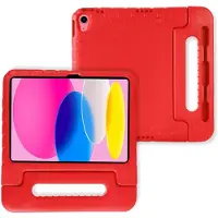Lunso Geschikt voor iPad 11 inch (2025) A16 - EVA Schokbestendige Kinderhoes met handvat - Rood