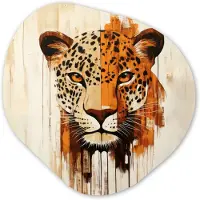 MuchoWow Organische wanddecoratie 60x60 cm - Organisch schilderij Luipaard - Symmetrisch - Strepen - Muurdecoratie woonkamer - Kamer decoratie - Schilderijen - Muurcirkel aesthetic