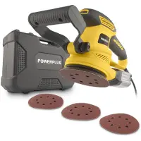 Powerplus elektrische excentrische schuurmachine POWX04710 - 450W, schuurpapier ᴓ125mm - 26000min-1, met 6 acc. en opbergkoffer
