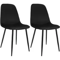 CLP Maryam Set van 2 eetkamerstoelen - klassiek - met rugleuning - zwart metalen frame - belastbaar tot 150 kg - Fluweel/zwart