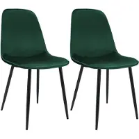 CLP Maryam Set van 2 eetkamerstoelen - klassiek - met rugleuning - zwart metalen frame - belastbaar tot 150 kg - Fluweel/groen