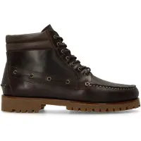 Manfield Donkerbruine leren veterboots | Maat 46