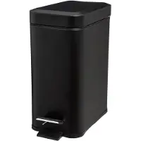 Trendoz Prullenbak / pedaalemmer - zwart - rvs - 5 liter inhoud - 14 x 29 x 31 cm - klein formaat - badkamer / toilet