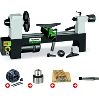 Holzstar Pack houtdraaibank 200x305mm + klauwplaat 4 bekken dia. 100mm + 8 dlg draaibeitels + boorkop + boorkopstaart DB305 VARIO PACK
